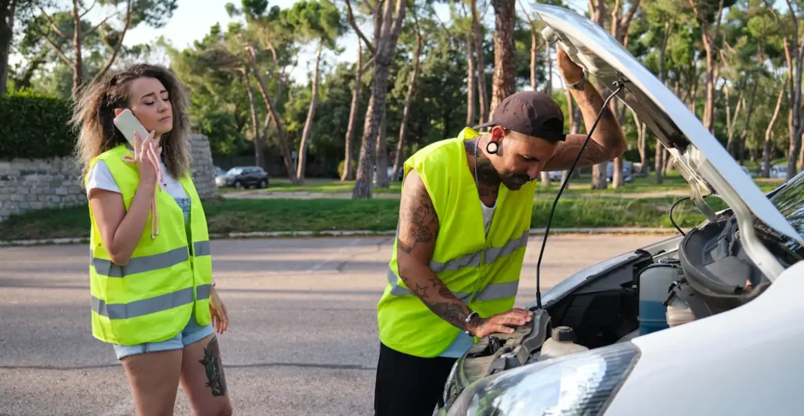 deux personnes face à une panne calculateur voiture