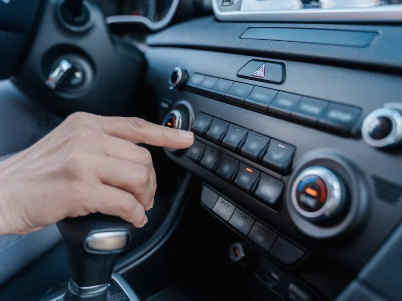 Une personne qui met en marche une autoradio