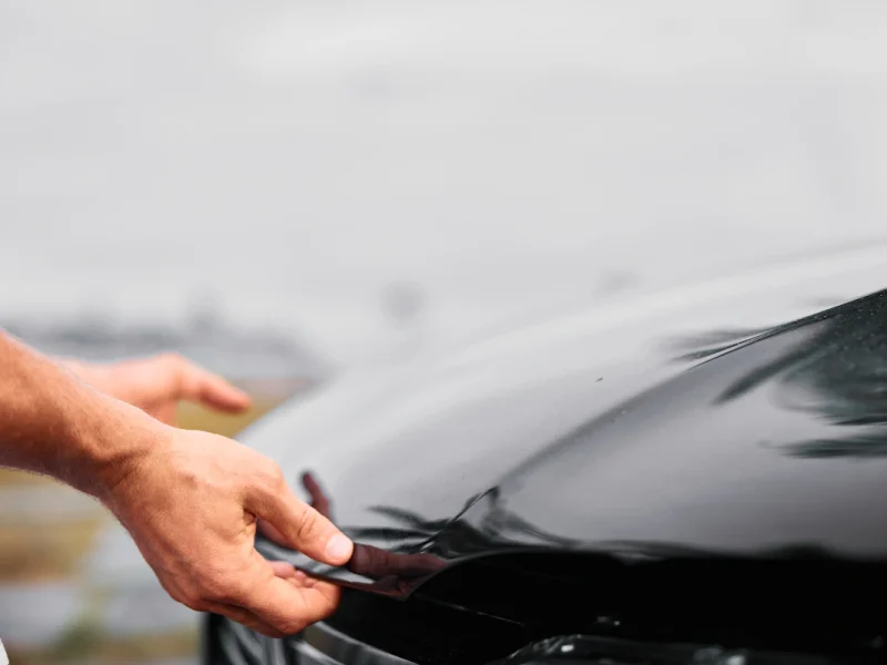 Une personne qui ouvre capot voiture sans tirette