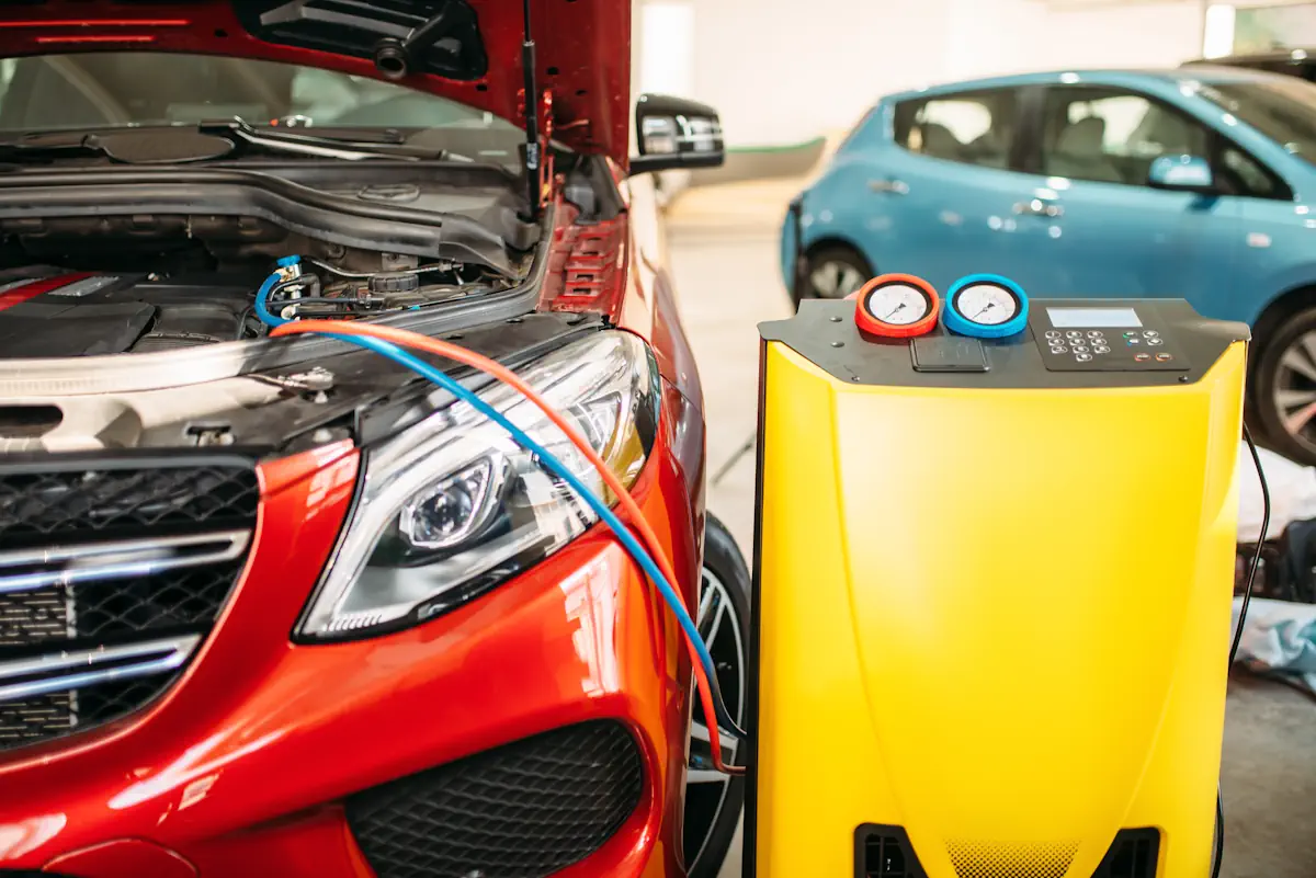Une voiture en pleine recharge de clim